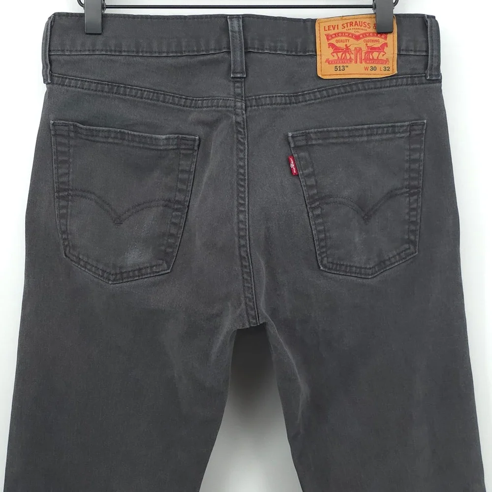 Levis 513 Mens Slim Straight Jeans 30x32 Gray 08513-0947 Stretch Denim